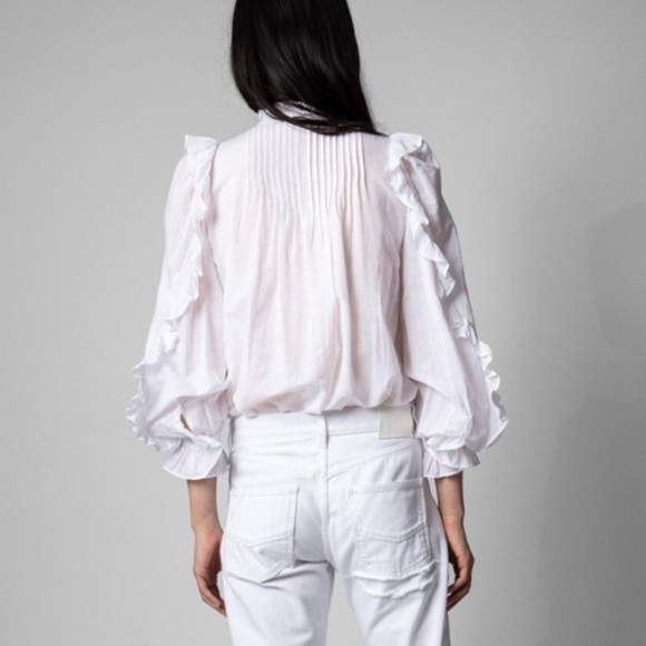 NWT ZADIG&VOLTAIRE XS Timmy Tomboy ruffled designer blouse feminine modern prep - Picture 3 of 16